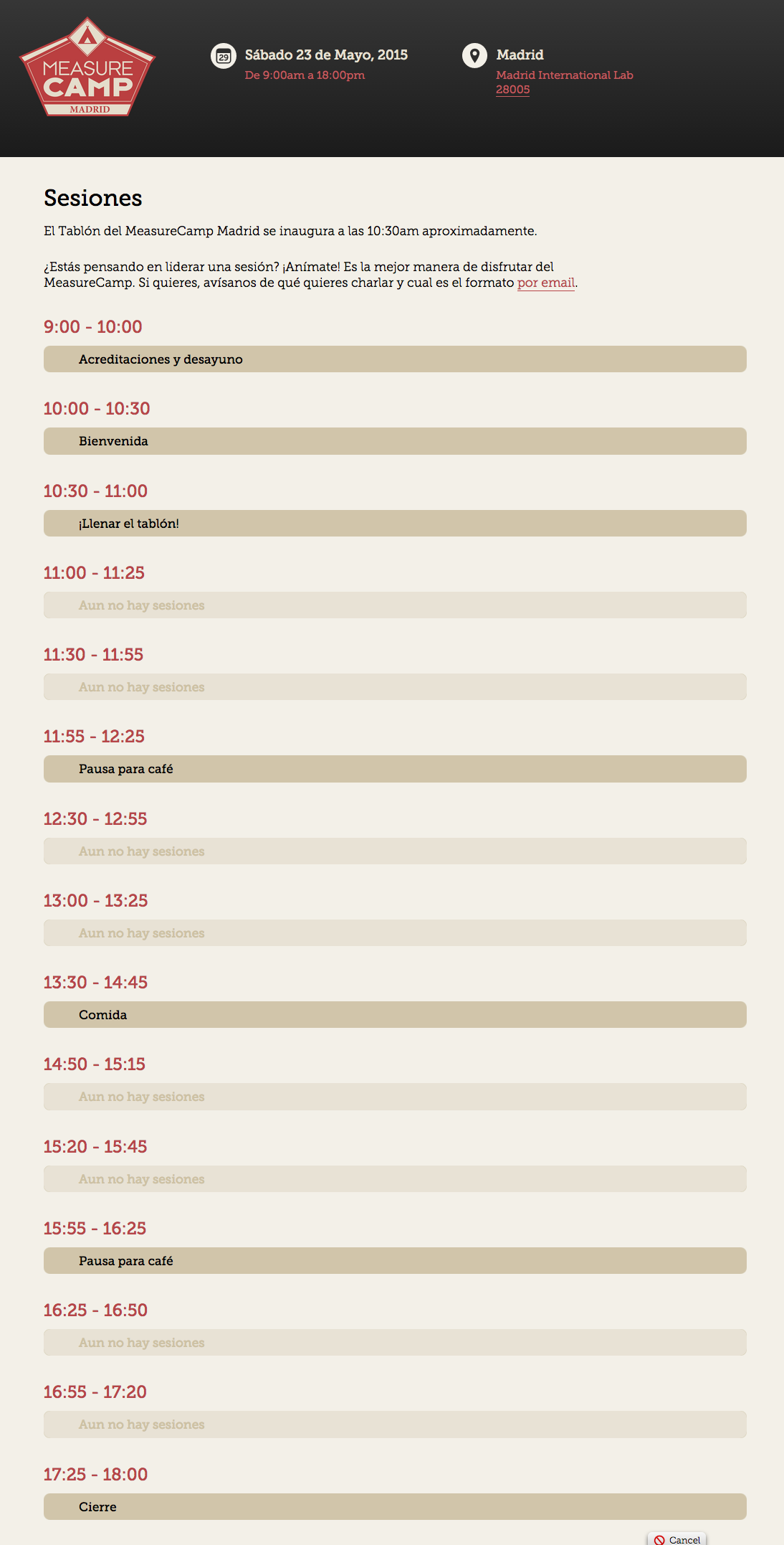 Measure Camp Madrid sesiones