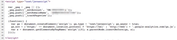 Imagen del codigo de Google Analytics